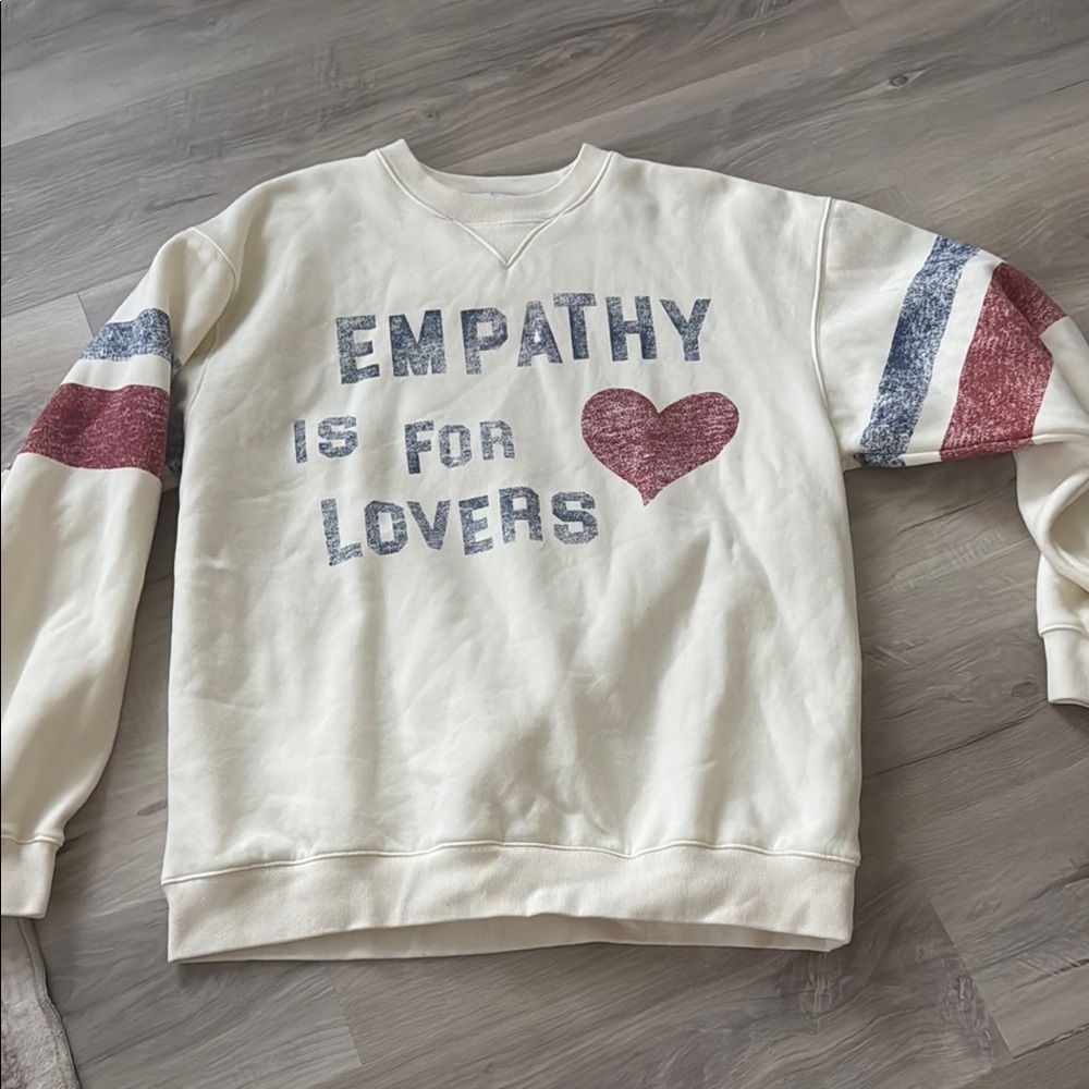 Cream Graphic Crew Neck Sweater